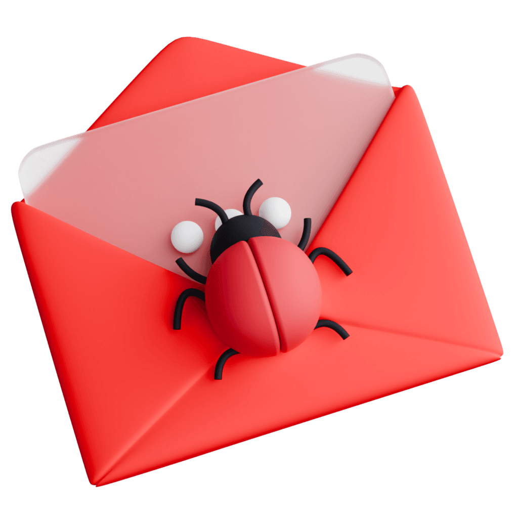a red envelope with a bug on it