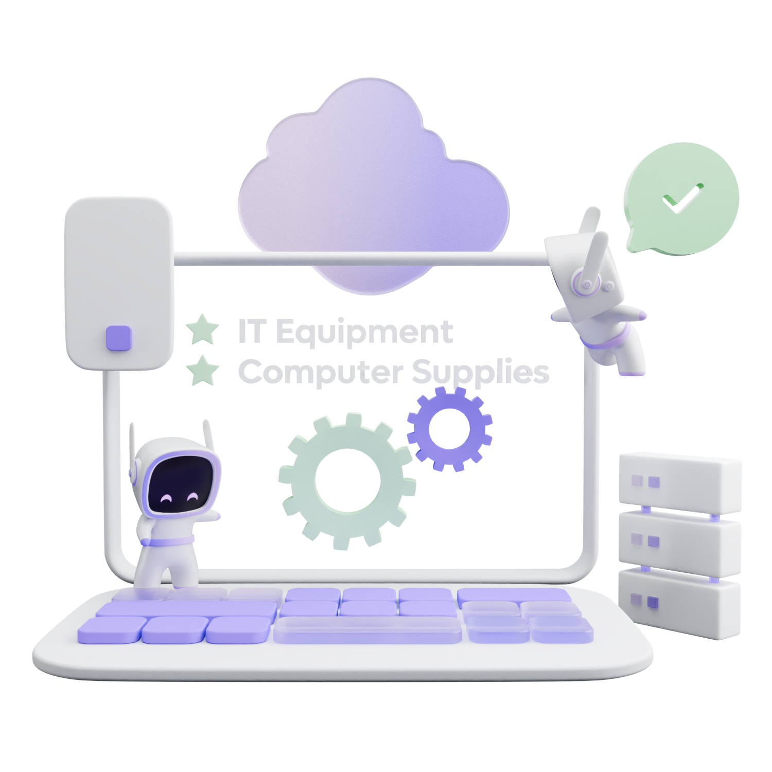 IT Procurement UK 1 IT procurement UK technology equipment illustration showing laptops and cloud services for business solutions